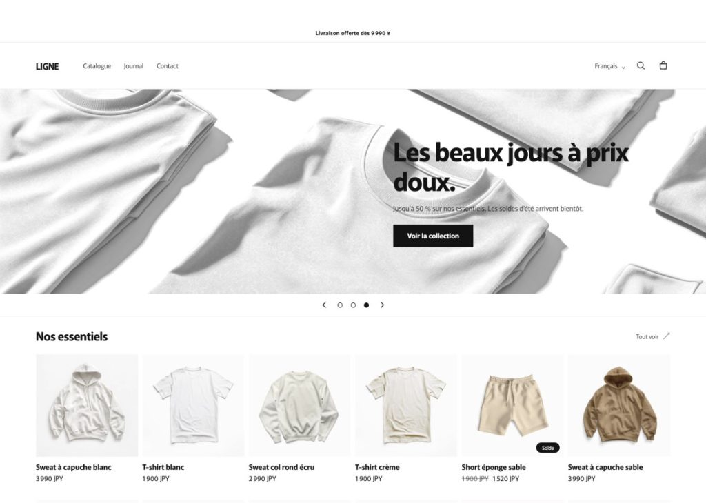 Aperçu de la boutique en ligne Ligne