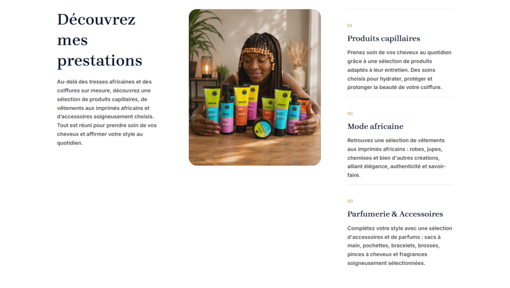 Site One Page – La Reine des Cheveux